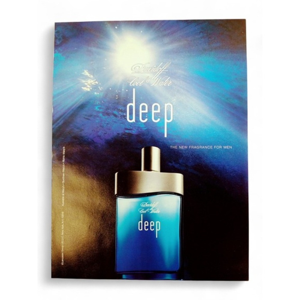 2004 Davidoff Cool‎ Water Deep Cologne Print Ad Men Fragrance Art Y2K Aquatic